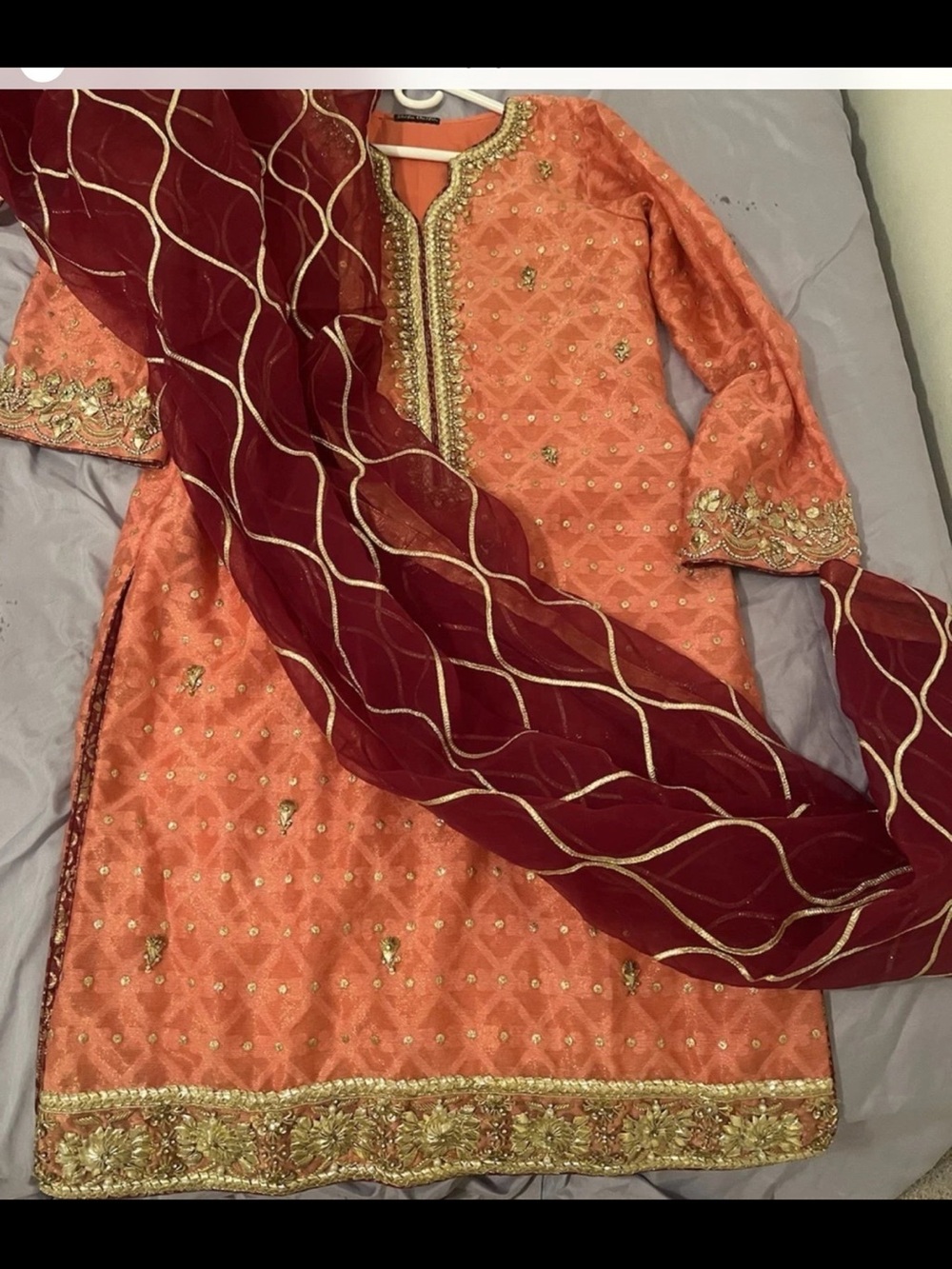 Women pakistani indian hand Embroidered formal dress suit with Dupatta
